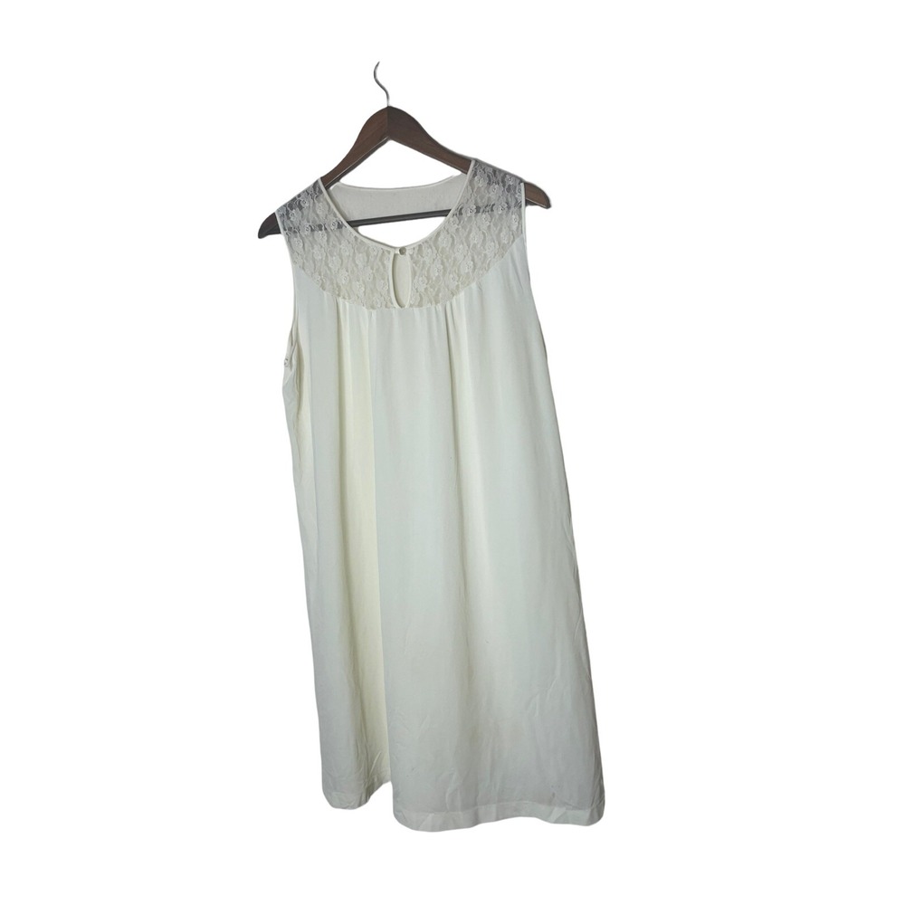 Vtg Katz Lace Ruffle Keyhole Sleeveless Womans Nylon nightgown